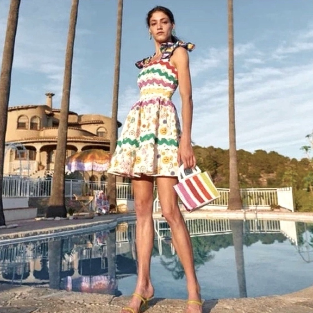 CeliaB Multicolor Embroidered SUHAIL DRESS Print Multicolored Rainbow Sundress